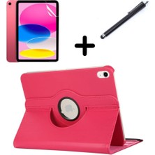 Nacario Undeplus Apple iPad Mini 4 Ile Uyumlu/mini 5 Kılıf Dönen Tablet Kilifi Ekran Koruyucu+Kalem Pembe Koyu