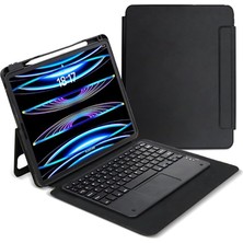 Nacario Constraın - iPad Pro 13 2024 Asma Border Keyboard Bluetooh Bağlantılı Standlı Klavyeli Tablet Kılıfı - Siyah