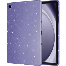 Nacario Zore Galaxy ile Uyumlu Tab A9 Plus Simli Parlak Görünümlü Tablet Koton Kılıf Derin Mor