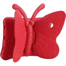Nacario Apple iPad 9. Nesil 10.2" ile Uyumlu Kılıf Kelebek Desen Case A2602 A2603 A2604 A2605 Kırmızı