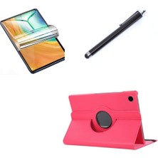 Nacario Lenovo Tab M10 3. Nesil TB-328FU T610 ile Uyumlu Kılıf Dönen Tablet Kilifi Ekran Koruyucu+Kalem Pembe Koyu