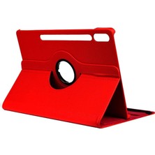Nacario Zore Galaxy ile Uyumlu Tab S10 Plus Zore Dönebilen Standlı Kılıf Kırmızı