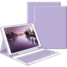 Nacario Samsung Galaxy Tab A9 Plus X210 ile Uyumlu Kılıf Kablosuz Klavyeli Case Mobax X113 X115 X117 Lavendery Gray