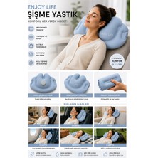 Bigstoy Seyahat Yastığı Boyun Bel Destek Yastığı Kendinden Şişme Katlanabilir Uçak Araba Ofis Kamp ZT010