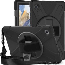 Nacario Constraın - Samsung Galaxy Tab A8 10.5 SM-X200 2021 ile Uyumlu Tank Kılıf Omuz Askılı 360 Dönen Standlı Zırh Kapak