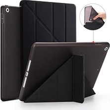 Nacario iPad 2 3 4 ile Uyumlu Kılıf Trifolding Arkası Silikon Smart A1395 A1396 A1397 A1416 A1430 A1403 A1458 A1459-460 Siyah
