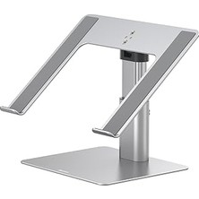 Nacario Baseus MacBook Metal Ayarlanabilir Dizüstü Bilgisayar Standı, Maks. 10 kg Ağırlık ve 208 mm Yükseklik, Gümüş (LUJS000012)