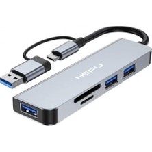 Nacario Hepu Usb-C Hub 5 In 1 Alüminyum Type C Hub Multiport Adaptör
