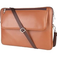 Nacario 2k S.deri Laptop Çantası,tablet Çantası,14'' Inç,vegan,omuz ve Valiz Askılı,aksesuar ve Evrak Cepli,25.5 * 36 * 2 Cm.,taba