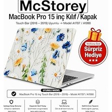 Nacario Mcstorey MacBook Pro 15 Çiçek Desenli Kılıf A1707 A1990 Uyumlu Baskılı Sert Kılıf Ince Hafif Koruyucu Kapak Sarı