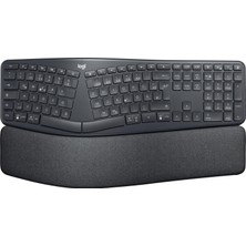 Nacario Logitech K860 Ergo Gelişmiş Ergonomik Kablosuz Klavye, Bilek Desteği, Bluetooth ve USB Bağlantılı, Sessiz, Özelleştirilebilir Tuşlu, Konforlu Bölünmüş Türkçe Q Klavye, Siyah