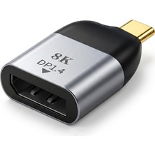 Nacario Type-C To Displayport 1.4 Çevirici Mini Adaptör - 8k'ya Kadar Destek - Usb-C'den Dp Görüntü Dönüştürücü - Alüminyum Gövde - Laptop Tablet Telefon Uyumlu - Tak Çalıştır