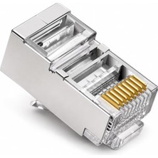 Nacario Primex Plus PX-CAT660 Metal Cat6 RJ45 Konnektör 100’LÜ Paket, Shielded Metal Cat6 Jak, Ethernet Network Kablo Ucu, Cat6 Lan Utp Ftp Stp Kablo Için RJ45 Kablo Başlığı