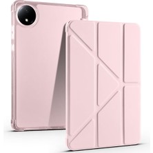 Nacario Zore Xiaomi ile Uyumlu Redmi Pad Se 8.7 Kılıf Zore Tri Folding Kalem Bölmeli Standlı Kılıf Rose Gold