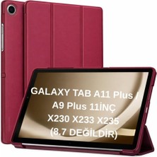 Nacario Undeplus Samsung Galaxy Tab A9 Plus 11INÇ X210 ile Uyumlu Kılıf Set Pu Deri Smart Tablet Kilifi Ekran Koruyucu + Kalem X215 X216 Mürdüm