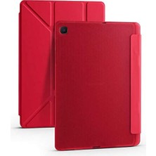 Nacario Zore Galaxy ile Uyumlu Tab A7 10.4 T500 2020 Kılıf Tri Folding Kalem Bölmeli Standlı Kılıf Kırmızı