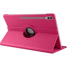 Nacario Samsung Galaxy Tab S8 Ultra/s9 ULTRA/S10 Ultra ile Uyumlu Kılıf 360 Dönebilen Standlı Case X900 X910 X920 Pembe Koyu