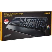 Nacario Everest KB-R61 Brıght Siyah USB 3 Renk Aydınlatmalı Q Sabit Bilek Destekli Multimedia Klavye