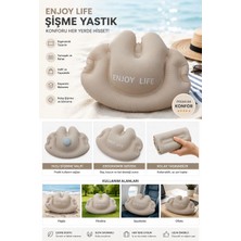 Bigstoy Seyahat Yastığı Boyun Bel Destek Yastığı Kendinden Şişme Katlanabilir Uçak Araba Ofis Kamp ZT008