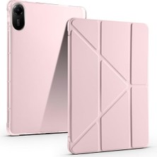 Nacario Zore Xiaomi ile Uyumlu Redmi Pad 2 Kılıf Zore Tri Folding Kalem Bölmeli Standlı Kılıf Rose Gold