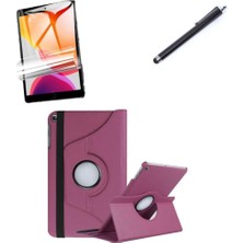 Nacario Samsung Galaxy Tab A 8.0 T290 T295 T297 ile Uyumlu Kılıf Dönen Tablet Kilifi Ekran Koruyucu+Kalem Mor