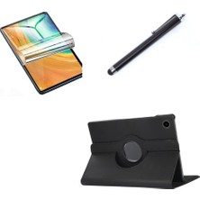 Nacario Honor Pad X8 10.1 Inç ile Uyumlu Kılıf Dönen Tablet Kilifi Ekran Koruyucu+Kalem Siyah