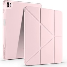 Nacario Zore Apple ile Uyumlu iPad Air 13 2024 Kılıf Tri Folding Kalem Bölmeli Standlı Kılıf Rose Gold