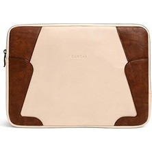 Nacario Cantaş Premium Laptop Kılıfı, 13-14 Inç, Kahverengi ve Bej Renk, Darbe Korumalı, Su Dayanıklı, 35 x 25 cm