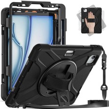 Nacario Constraın - Apple iPad Pro 11 2022 M2 ile Uyumlu Tank Kılıf Omuz Askılı 360 Dönen Standlı Tam Koruma Zırh Kapak