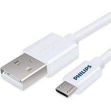 Nacario Philips Micro USB Hızlı Şarj ve Data Kablosu Beyaz 1 Metre