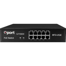 Nacario Qport Q-POE8M 8 Port 10/100 + 2 Port 10/100/1000 Uplınk Poe Swıtch