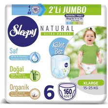 Nacario Sleepy Natural Külot Bez 6 Beden Xlarge 4x2'li Jumbo 160 Adet