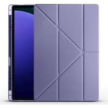 Nacario Zore Galaxy ile Uyumlu Tab S10 Ultra Kılıf Zore Tri Folding Kalem Bölmeli Standlı Kılıf Mor