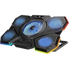Nacario Rampage AD-RC13 Bellatrix Rgb Laptop Soğutucu Stand 5 Fanlı, 2 USB Portlu, Ayarlanabilir Yükseklik, 15”-17” Notebook Uyumlu, Siyah