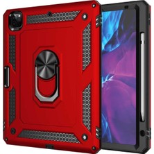 Nacario Constraın - iPad Pro 12.9 2020 (4.nesil) - ile Uyumlu ile Uyumlu Stsr Tablet Vega Kapak-Kırmızı