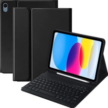 Nacario Apple iPad 11.nesil A16 11INÇ/10.NESIL 10.9inç ile Uyumlu Kılıf Kablosuz Klavyeli Case Mobax Türkçe Klavye Siyah