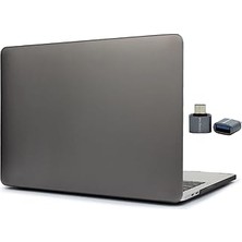 Nacario Mcstorey MacBook 12 Inç Kılıf A1534 Uyumlu | Mat Sert Koruyucu Kapak Hard Case | Ince Hafif Laptop Kılıfı Siyah (2015-2017) Gri