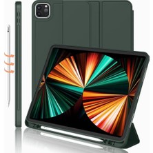 Nacario Apple iPad Pro 12.9 3. 4. 5. 6. Nesil ile Uyumlu Kılıf Kalem Bölmeli Smart Case Koyu Yeşil