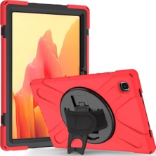 Nacario Samsung Galaxy Tab A7 10.4 T500 T505 T507 ile Uyumlu Kılıf Defender Askılı Zırhlı Tank Case Kırmızı