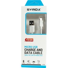 Nacario Syrox C70 2.0 Mah S6/s7 1.2 mt Mikro Kablo, Beyaz