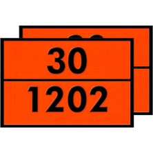 Nacario Metal 40X30 cm Levha (1 Çift) 30-1202 Tehlikeli Madde Belirtme Petrol Rafine Dizel Mazot Uyarısı