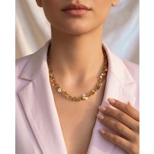 Eva Takı Store Sıralı Arpa Pullu Model Altın Kaplama Kolye
