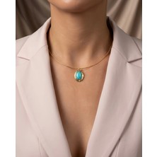Eva Takı Store Madalyon Model Turkuaz Hicran Kolye