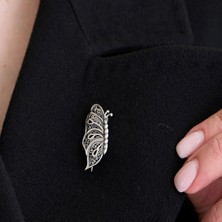 Ebrar Silver Gümüş Kelebek Broş 925 Ayar Gümüş Kelebek Figürlü Kadın Broş