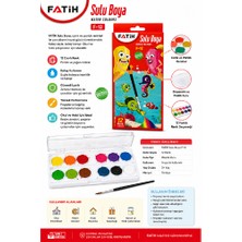 Fatih F-12 Sulu Boya 12 Renk | Fırçalı Suluboya Seti | Zehirsiz | Çocuklar Için