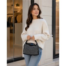 RoseBuy Bags Siyah Taşlı Kadın El ve Omuz Çantası – Gece Davet & Abiye Çantası