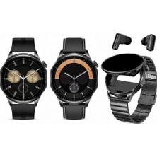 HainoTeko Haino Teko Watch Ultra 12 Akıllı Saat Siyah Kulaklıklı 1 Kasa 3 Değiştirilebilir Kordon  Bluetooth