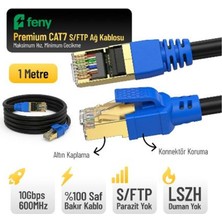 Nusrat Bilişim Feny FN-CAT7LS01 10GBPS Internet 60MHZ 1 Metre Cat7 Gold Patch Kablo (Yanmaz- Yüzde 100 Saf Bakır)