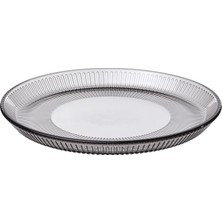 IKEA Havsgadda Şerit Deseni-Gri 21 cm Tatlı Tabağı