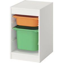IKEA Trofast Beyaz-Açık Turuncu-Parlak Yeşil 34X44X56 cm Saklama Ünitesi